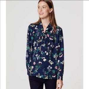 LOFT Floral Neck-tie blouse